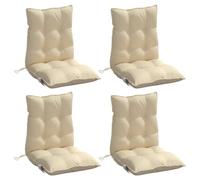 vidaXL Lot de 4 Coussins de Chaise à Dossier Bas, Galette de Siège Imperméable, Coussin d'Extérieur Anti-Glissement Jardin Terrasse, Beige Tissu Oxford