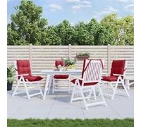 vidaXL Lot de 4 Coussins de Chaise à Dossier Bas, Galette de Siège Imperméable, Coussin d'Extérieur Anti-glissement Jardin 377699 Rouge G
