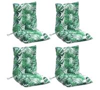 vidaXL Lot de 4 Coussins de Chaise à Dossier Bas, Galette de Siège Imperméable, Coussin d'Extérieur Anti-Glissement Jardin Terrasse, Modèle de Feuille