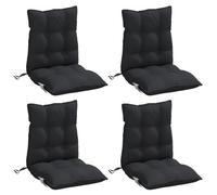 vidaXL Lot de 4 Coussins de Chaise à Dossier Bas, Galette de Siège Imperméable, Coussin d'Extérieur Anti-Glissement Jardin Terrasse, Noir Tissu Oxford