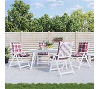 vidaXL Lot de 4 Coussins de Chaise à Dossier Bas, Galette de Siège Imperméable, Coussin d'Extérieur Anti-Glissement Jardin Terrasse, Motif Carreaux Rouge