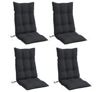 vidaXL Lot de 4 Coussins de Chaise à Dossier Haut, Galette de Siège Imperméable, Coussin d'Extérieur Anti-Glissement Jardin Terrasse, Noir Tissu Oxford
