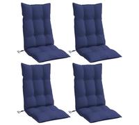 vidaXL Coussins de chaise à dossier haut, imperméables et anti-glisse, Lot de 4 Bleu marine