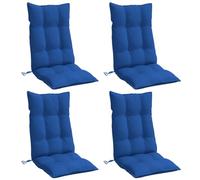 vidaXL Lot de 4 Coussins de Chaise à Dossier Haut, Galette de Siège Imperméable, Coussin d'Extérieur Anti-Glissement Jardin Terrasse, Bleu Royal