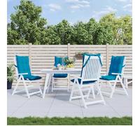 vidaXL Lot de 4 Coussins de Chaise à Dossier Haut, Galette de Siège Imperméable, Coussin d'Extérieur Anti-Glissement Jardin Terrasse, Bleu Clair