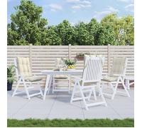 vidaXL Lot de 4 Coussins de Chaise à Dossier Haut, Galette de Siège Imperméable, Coussin d'Extérieur Anti-Glissement Jardin Terrasse, Crème Tissu Oxford