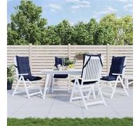 vidaXL Coussins de chaise à dossier haut, imperméables et anti-glisse, Lot de 4 Bleu marine