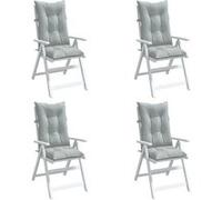 vidaXL Lot de 4 Coussins de Chaise à Dossier Haut, Oreillers de Balcon, Coussins de Sièges Patio Jardin Terrasse Extérieur, 4002347 Gris G