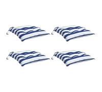 vidaXL Lot de 4 Coussins de Chaise, Coussins de Siège de Patio, Coussins de Canapé de Jardin, Coussins d'Assise Extérieur, Rayures Bleues/Blanches50x50x7 cm