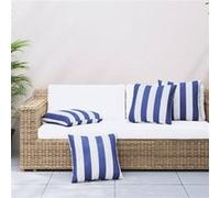 vidaXL Lot de 4 Coussins Décoratifs, Oreillers de Décoration, Coussins de Canapé, Oreillers de Siège d'Extérieur, Bleu et Blanc 40x40 cm Tissu Bleu G