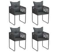 vidaXL Chaises de jardin 4 pcs. avec coussins Poly rotin noir