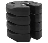 vidaXL Lot de 4 Plaques de Lest pour Gazebo, 220x50 mm, Béton avec Couvercle en Plastique, Noir, Accessoire pour Tente de Réception ou Base de Parasol Extérieur