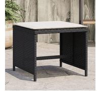 vidaXL Tabourets de jardin 4 pcs avec coussins Poly rotin Noir 40x40x35 cm