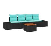 vidaXL Lot de 5 canapés de jardin modulaires en polyrotin noir, léger, robuste, résistant aux UV, siège parfait pour l'extérieur, se détendre en plein air