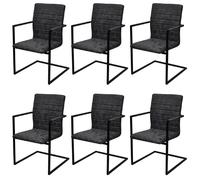 vidaXL Lot de 6 Chaises Cantilever - Noir
