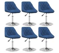 VIDAXL Lot de 6 Chaises Pivotantes - Bleu Velours