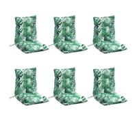 vidaXL Lot de 6 Coussins de Chaise à Dossier Bas, Galette de Siège Imperméable, Coussin d'Extérieur Anti-Glissement Jardin Terrasse, Modèle de Feuille