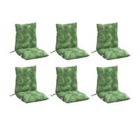 vidaXL Lot de 6 Coussins de Chaise à Dossier Bas, Galette de Siège Imperméable, Coussin d'Extérieur Anti-Glissement Jardin Terrasse, Modèle de Feuille