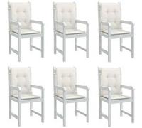 vidaXL Coussins de chaise à dossier bas – Lot de 6, tissu crème mélangé