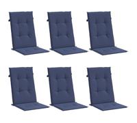 vidaXL Lot de 6 Coussins de Chaise à Dossier Haut, Galette de Siège Imperméable, Coussin de Jardin, Décoration d'Extérieur Terrasse, Bleu Marine Tissu