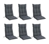 vidaXL Lot de 6 Coussins de Chaise à Dossier Haut, Galette de Siège Imperméable, Coussin d'Extérieur Anti-Glissement Jardin Terrasse, Anthracite