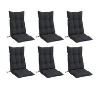 vidaXL Coussins de chaise à dossier haut lot de 6 noir tissu oxford