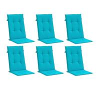 vidaXL Lot de 6 Coussins de Chaise à Dossier Haut, Galettes de Siège Anti-Glissement, Décoration Jardin Terrasse Patio, Turquoise Tissu