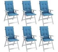 vidaXL Coussins de chaise à haut dossier - Lot de 4 120×50×4 cm Bleu mélangé Tissu