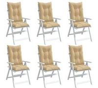 vidaXL Coussins de chaise à haut dossier 6 pcs. Melange Beige 120x50x7 cm Tissu