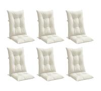 vidaXL Lot de 6 Coussins de Chaise à Dossier Haut, Oreillers de Balcon, Coussins de Sièges Patio Jardin Terrasse Extérieur, Crème Mélangé Tissu