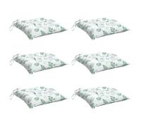 vidaXL Lot de 6 Coussins de Chaise, Coussins de Siège de Patio, Coussins de Canapé de Jardin, Coussins d'Assise Extérieur, à Motif de Feuilles 50x50x7 cm