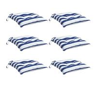 vidaXL Lot de 6 Coussins de Chaise, Coussins de Siège de Patio, Coussins de Canapé de Jardin, Coussins d'Assise Extérieur, Rayures Bleues/Blanches50x50x7 cm