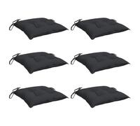 vidaXL Lot de 6 Coussins de Chaise, Galette de Siège avec Jeux de Cordes, Coussin d'Extérieur Imperméable, Noir 40x40x7 cm Tissu Oxford
