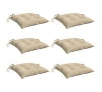vidaXL Lot de 6 Coussins de Palette, Galette de Siège Imperméable, Coussin de Jardin, Décoration d'Extérieur Terrasse, Beige 50x50x7 cm Tissu Oxford