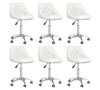 vidaXL Lot de 6 pivotantes - Blanc similicuir
