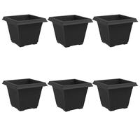 vidaXL : Lot de 6 pots carrés, noirs, 38 x 38 x 30 cm
