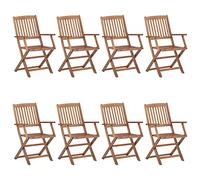 vidaXL Lot de 8 Chaises Pliables d'Extérieur, Sièges de Terrasse, Chaises de Balcon, Meubles de Patio Jardinage, Bois d'Acacia Solide