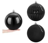 vidaXL Lot de Boules de Noël XXL 3 pc Noir Ø 25 cm Plastique
