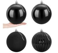 vidaXL Lot de Boules de Noël XXL 4 pc Noir Ø 20 cm Plastique