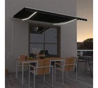 vidaXL Store automatique avec LED & capteur de vent 400x300 cm Anthracite