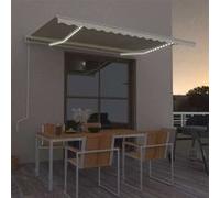 vidaXL Store automatique avec LED & capteur de vent 400x300 cm Crème