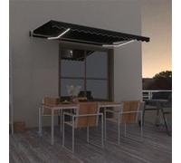 vidaXL Store automatique 450x350 cm avec LED et capteur de vent Anthracite