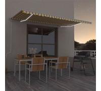 vidaXL Luifel automatisch met LED en windsensor 500x300 cm geel en wit3068953 Blanc G