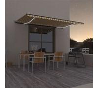 vidaXL Luifel automatisch met LED en windsensor 500x300 cm geel en wit3069153 Blanc G