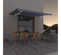 vidaXL Store automatique avec LED & capteur de vent 500x350 bleu et blanc
