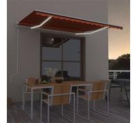 vidaXL Auvent automatique capteur de vent/LED 400x300 cm Orange/marron