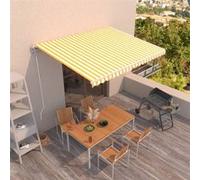 vidaXL Luifel automatisch uittrekbaar 450x350 cm geel en wit3069008 Blanc G
