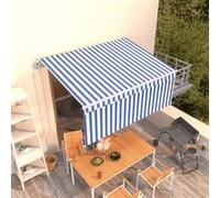 vidaXL Luifel automatisch uittrekbaar met rolgordijn 3x2,5 m blauw wit3069266 Blanc G