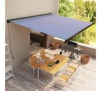 vidaXL Luifel handmatig 400x300 cm blauw en wit3052704 Bleu G