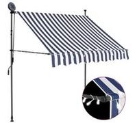 vidaXL Store rétractable manuel avec LED 100 cm bleu et blanc